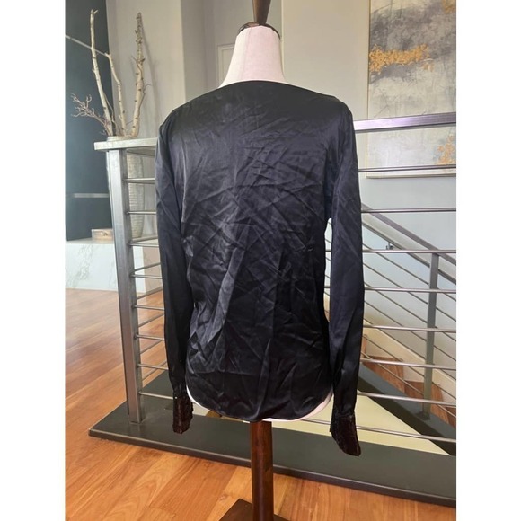 Cinq a Sept Rue Sequin Accent Cowl Neck Silk Blouse - Picture 2 of 11